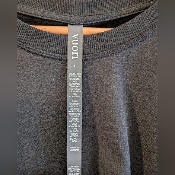 Vuori Daydream Crew Long Sleeve Shirt Black Heather Size L Athleisure Minimalist - Picture 10 of 15